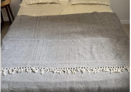 Black honeycomb waffle throw