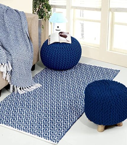 Hand-woven-cotton-Diamond-Rug-Blue-4