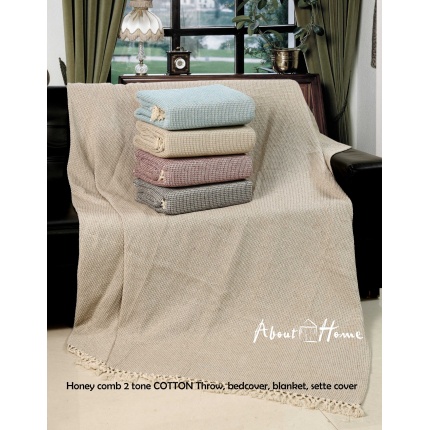 Honeycomb waffle Cotton Throws (Two-Tone)