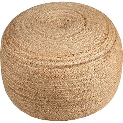 Natural Hand Braided 100% Jute Pouf / Ottoman / Footstool - Suitable for Living Room, Bedroom, Patio, Kids Room (Seat for kids) - Size 50 L x30 W x30 H cm (BEIGE)