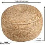 Jute Pouffe Ottoman: Versatile Seat/Footstool for Living Room or Bedroom - 50x50x35 cm - Image 3