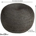 Natural Hand Braided 100% Jute Pouf / Ottoman / Footstool - Suitable for Living Room, Bedroom, Patio, Kids Room (Seat for kids) - Size 50 L x30 W x30 H cm (CHARCOAL) - Image 3