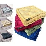 Velvet booster floor armchair box cushion cotton filled for extra firmness and body.