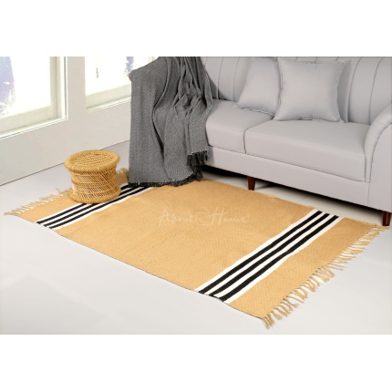 About home Natural, Sustainable Jute woven rug with cotton stripes