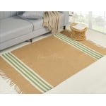 About home Natural, Sustainable Jute woven rug with cotton stripes - Image 5