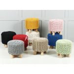 About Home Hand Knotted wooden stools (35cm x 35cm x 35 cm)/ (14"x14"x14")