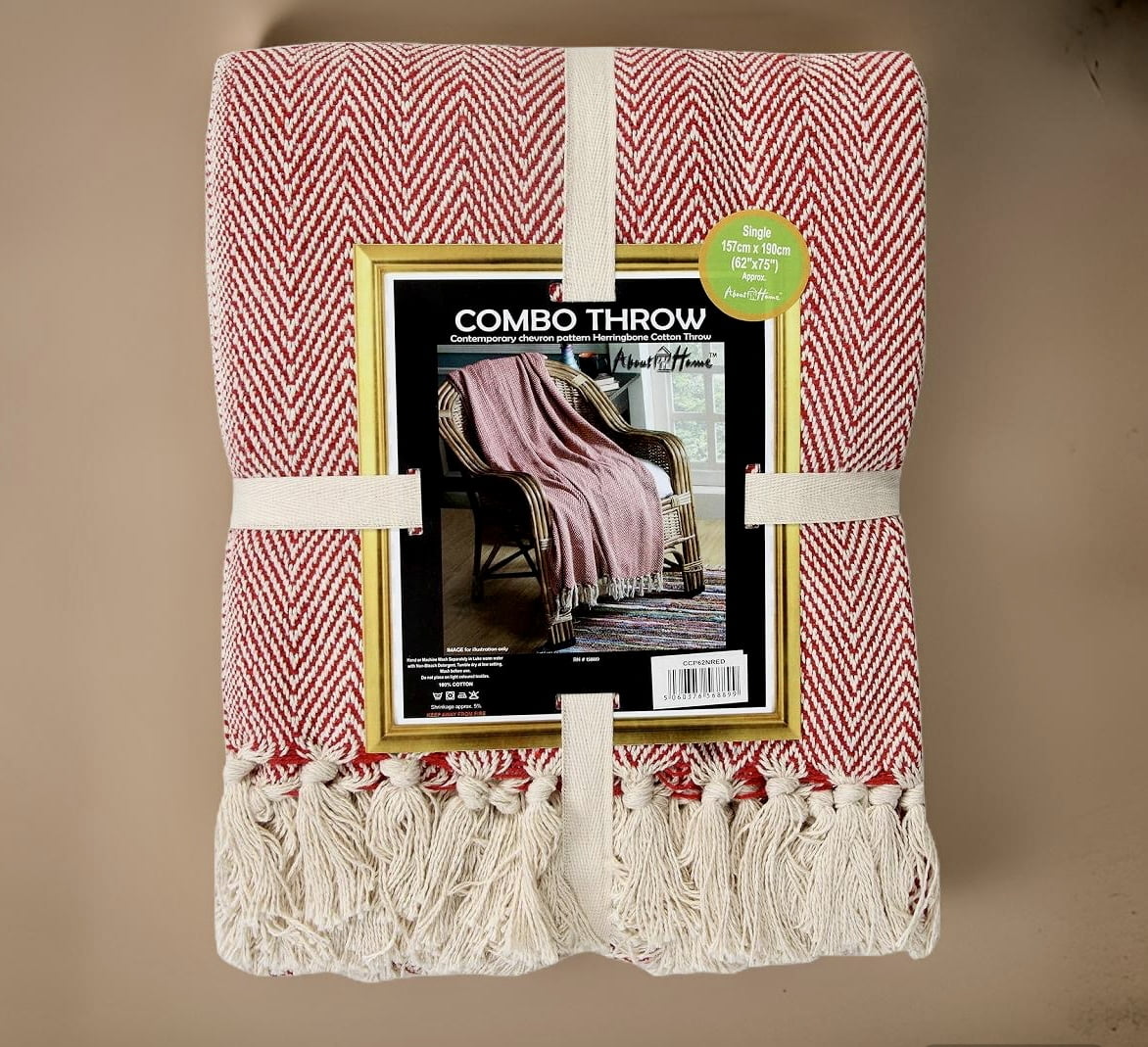 Red Cotton Herringbone combo throw