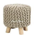 About Home Hand Knotted wooden stools (35cm x 35cm x 35 cm)/ (14"x14"x14") - Image 2