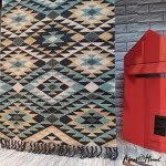 handwoven cotton rug, Boho Rug, Printed Decorative living room, bedroom rug. (AZTEC) - Image 5