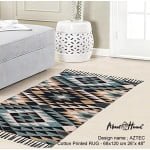 handwoven cotton rug, Boho Rug, Printed Decorative living room, bedroom rug. (AZTEC) - Image 2