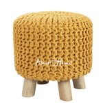 About Home Hand Knotted wooden stools (35cm x 35cm x 35 cm)/ (14"x14"x14") - Image 7